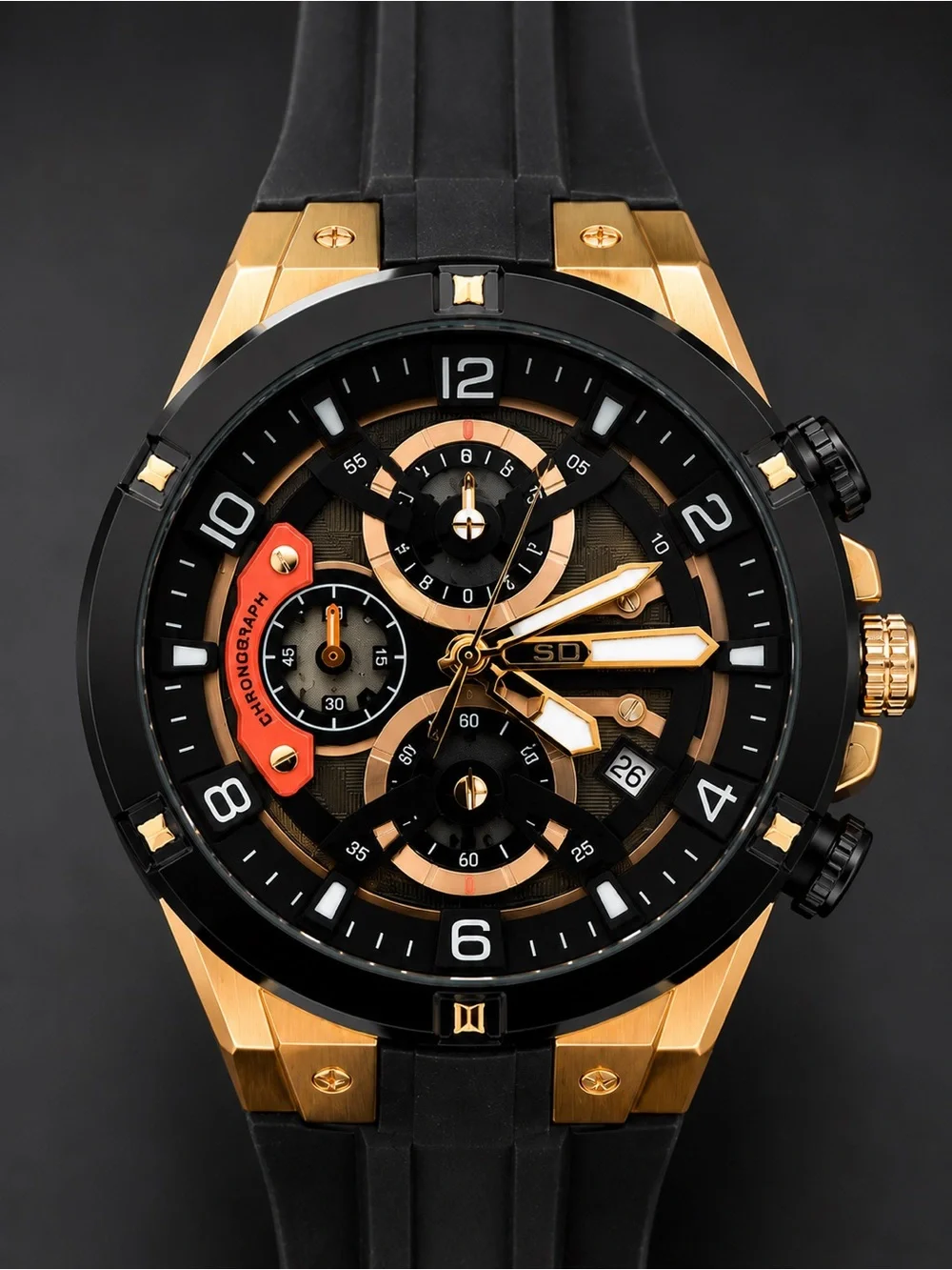 Men’s Black and Gold Chronograph Sport Watch